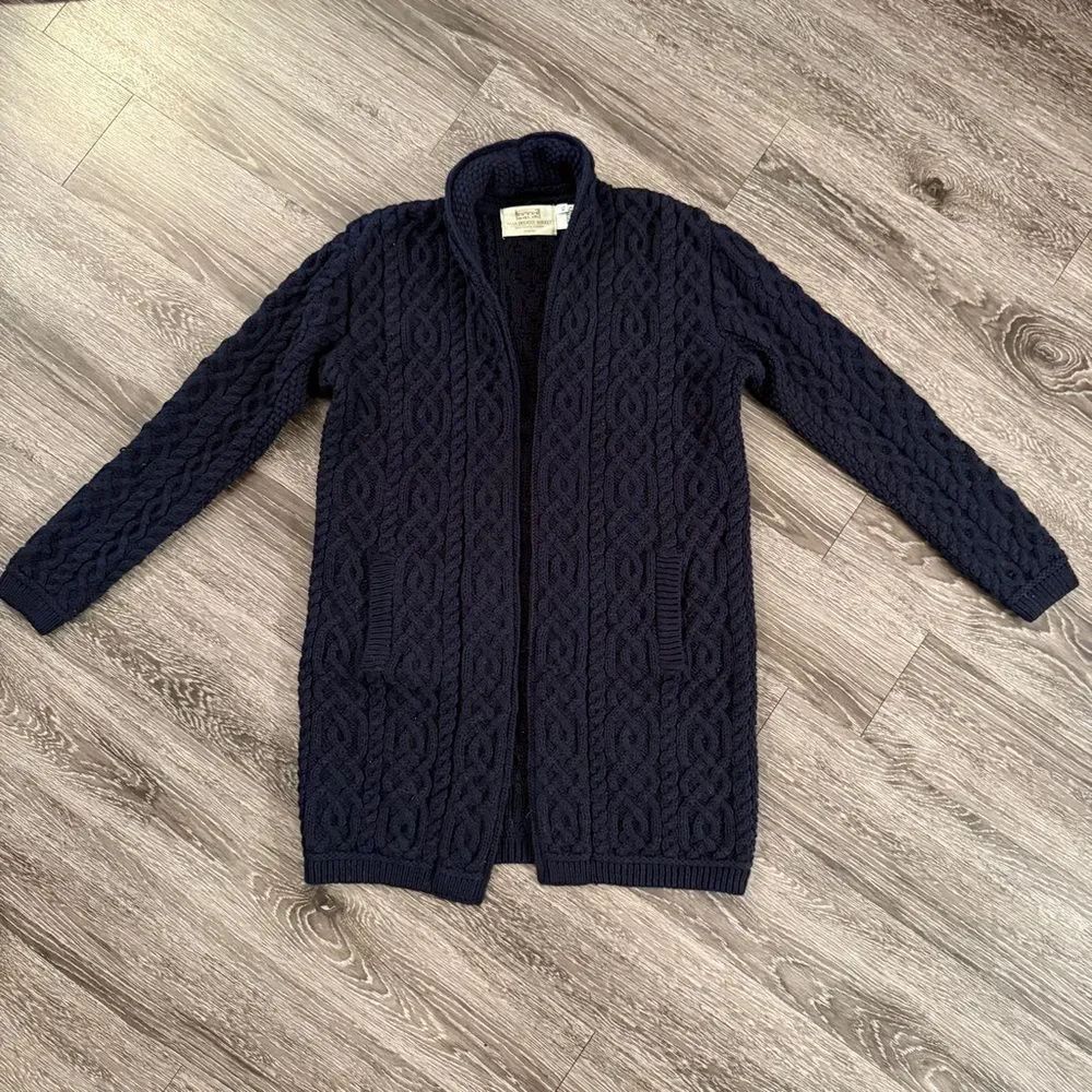 Aran Sweater Market Ladies Plated Aran Cable Knit Coat